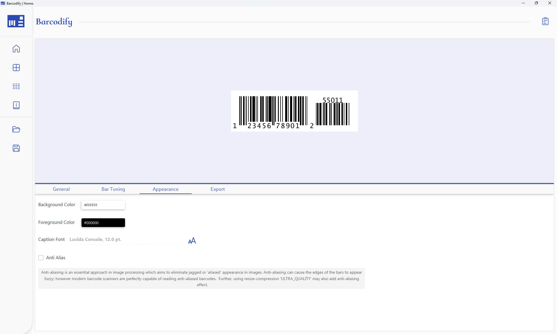 Changing UPC-A barcode appearance and style