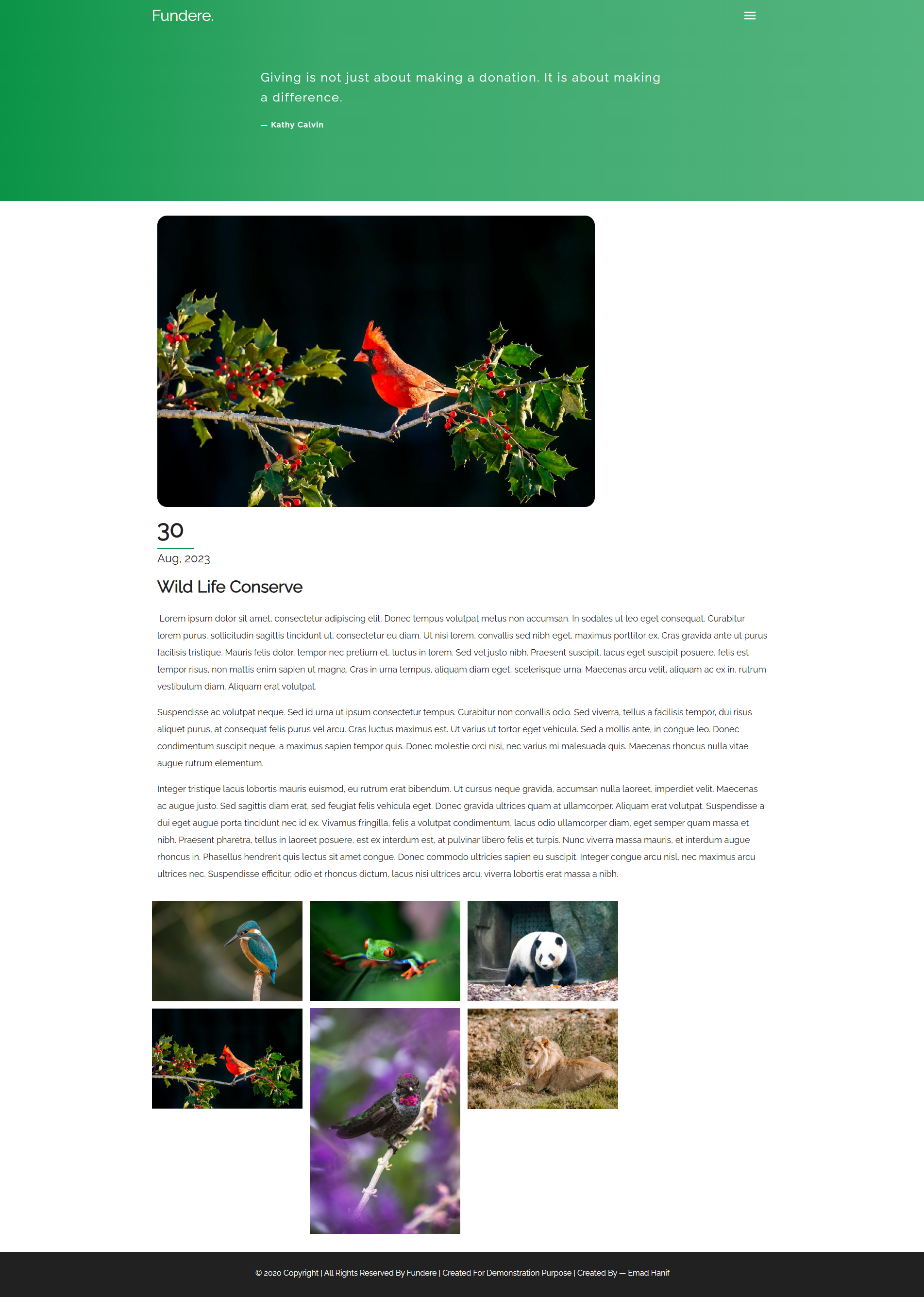 Event description page