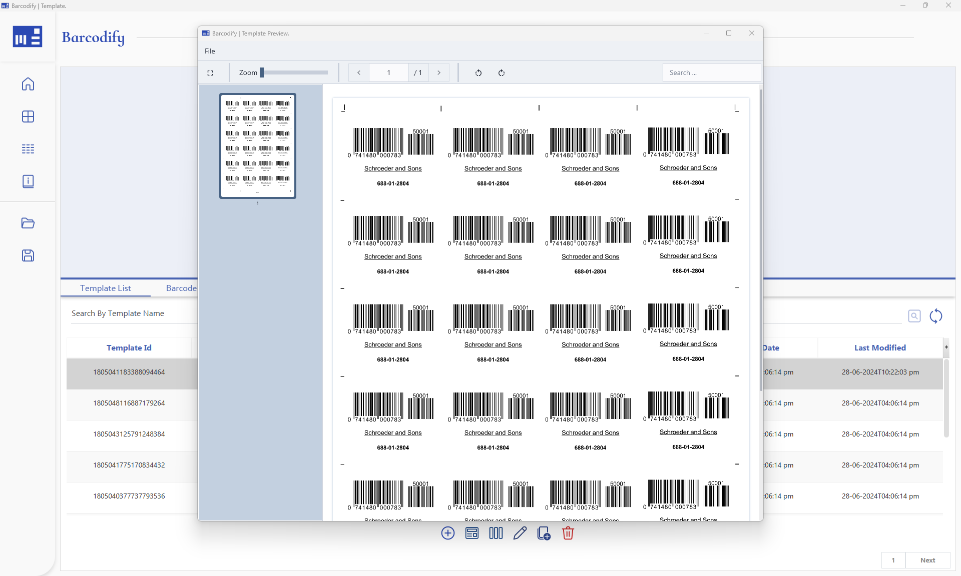Barcodify preview of EAN-13 4x6 barcode template layout