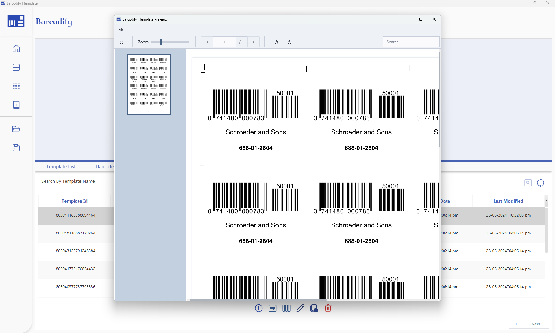 Barcodify zoomed preview of EAN-13 4x6 barcode template